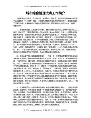 城市综合管理试点工作简介