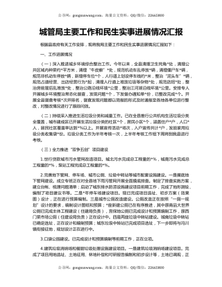 城管局主要工作和民生实事进展情况汇报