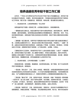 培养选拔优秀年轻干部工作汇报（2）