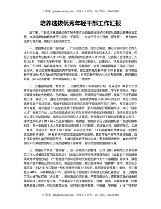 培养选拔优秀年轻干部工作汇报（3）