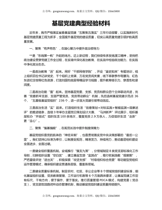 基层党建典型经验材料