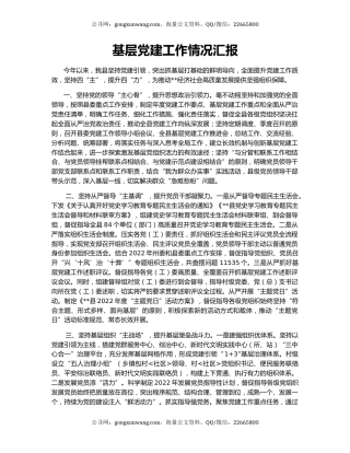 基层党建工作情况汇报（4）