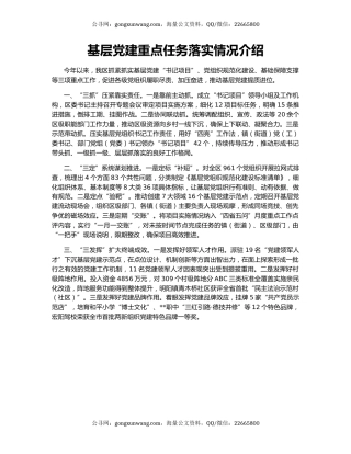 基层党建重点任务落实情况介绍