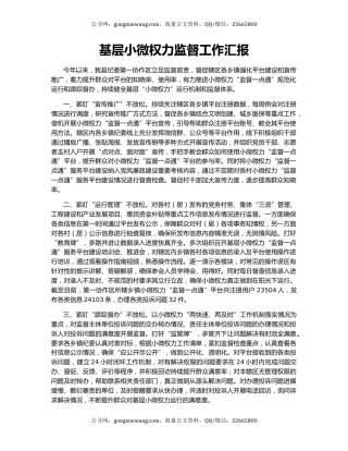 基层小微权力监督工作汇报