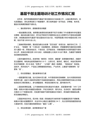 基层干部主题培训计划工作情况汇报