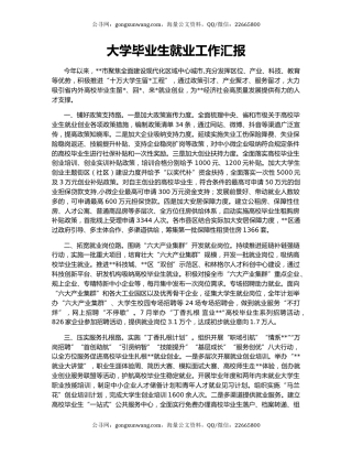大学毕业生就业工作汇报