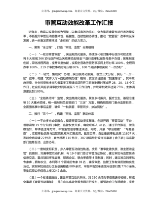 审管互动效能改革工作汇报