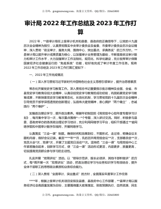 审计局2022年工作总结及2023年工作打算