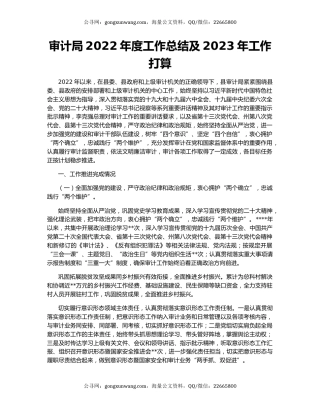 审计局2022年度工作总结及2023年工作打算