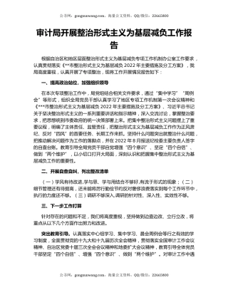 审计局开展整治形式主义为基层减负工作报告