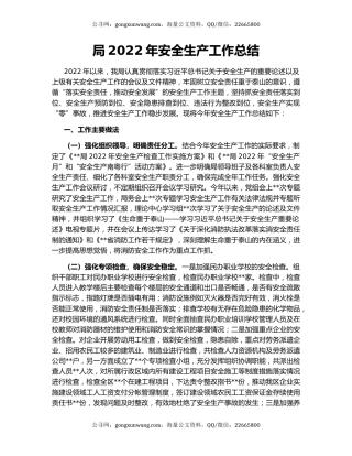 局2022年安全生产工作总结