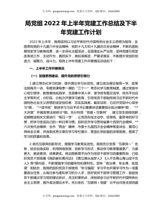 局党组2022年上半年党建工作总结及下半年党建工作计划