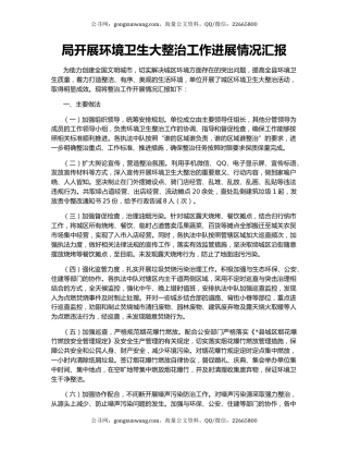 局开展环境卫生大整治工作进展情况汇报