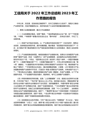 工信局关于2022年工作总结和2023年工作思路的报告
