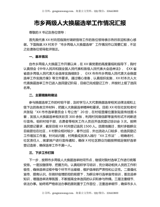 市乡两级人大换届选举工作情况汇报