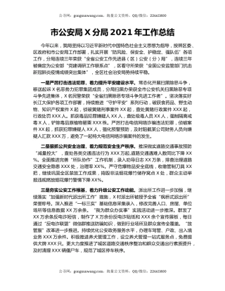 市公安局X分局2021年工作总结