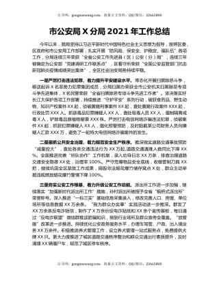 市公安局X分局2021年工作总结（2）