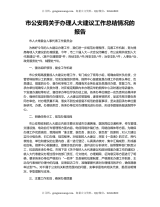 市公安局关于办理人大建议工作总结情况的报告