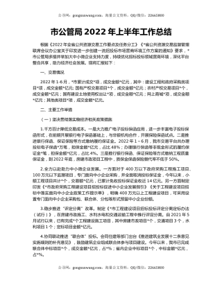 市公管局2022年上半年工作总结
