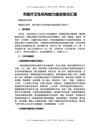 市医疗卫生机构能力建设情况汇报