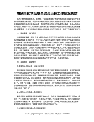 市危险化学品安全综合治理工作情况总结