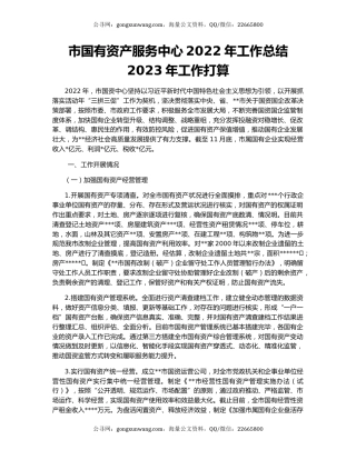 市国有资产服务中心2022年工作总结2023年工作打算