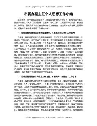 市委办副主任个人思想工作小结