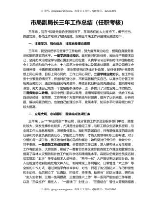 市局副局长三年工作总结（任职考核）