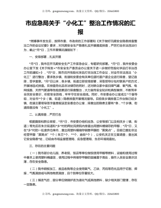 市应急局关于“小化工”整治工作情况的汇报