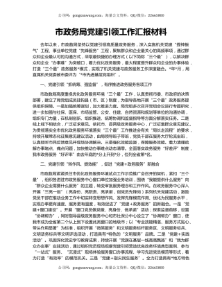 市政务局党建引领工作汇报材料