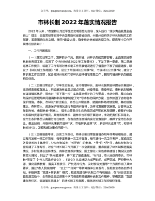 市林长制2022年落实情况报告