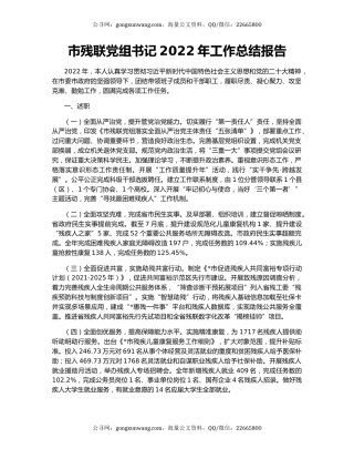 市残联党组书记2022年工作总结报告