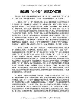 市监局“小个专”党建工作汇报