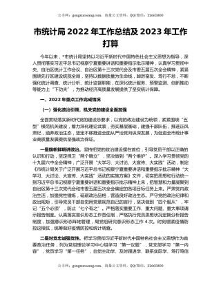 市统计局2022年工作总结及2023年工作打算