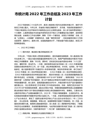 市统计局2022年工作总结及2023年工作计划（2）