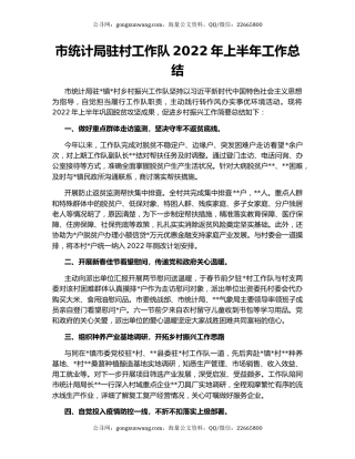 市统计局驻村工作队2022年上半年工作总结