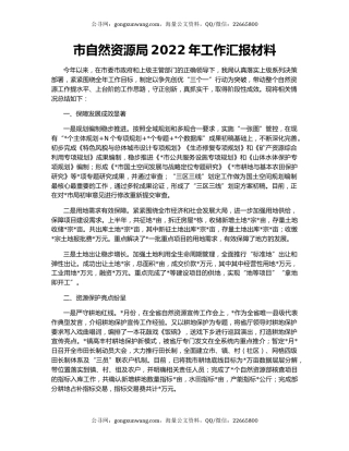 市自然资源局2022年工作汇报材料