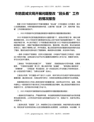 市防震减灾局开展问题整改“回头看”工作的情况报告