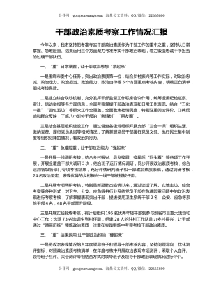干部政治素质考察工作情况汇报