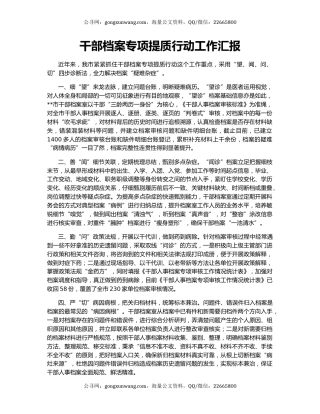 干部档案专项提质行动工作汇报