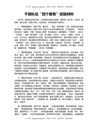 干部队伍“四个聚焦”经验材料