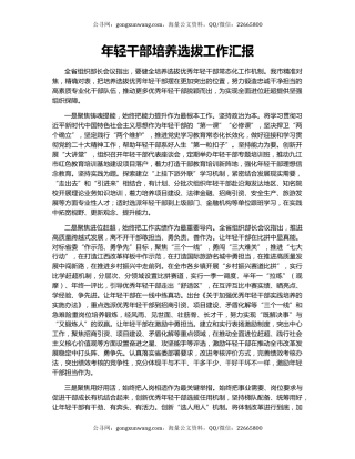 年轻干部培养选拔工作汇报