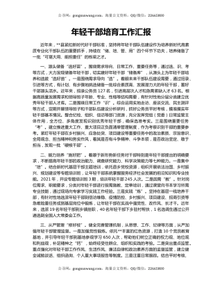 年轻干部培育工作汇报