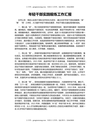 年轻干部实践锻炼工作汇报