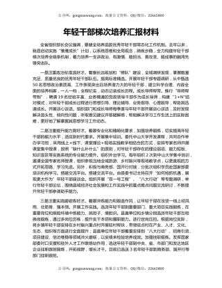 年轻干部梯次培养汇报材料