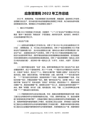 应急管理局2022年工作总结