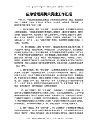 应急管理局机关党建工作汇报