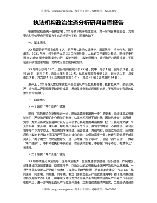 执法机构政治生态分析研判自查报告