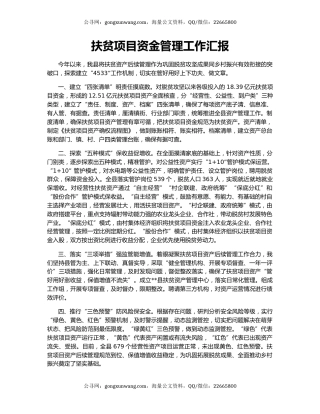 扶贫项目资金管理工作汇报