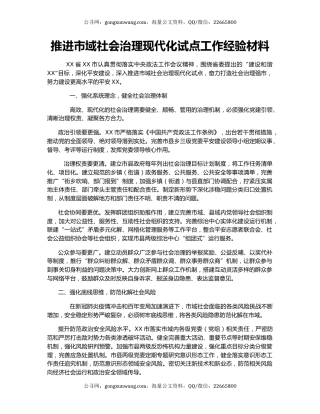 推进市域社会治理现代化试点工作经验材料
